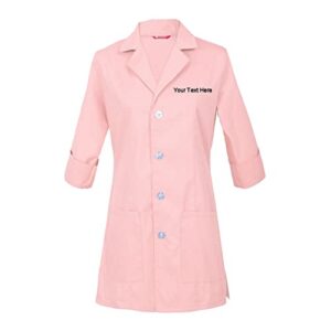 tailor's embroidered women's 3/4 sleeve lab coat personalized with your text pale pink