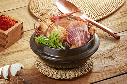 Ttukbaegi Pot With Lid 뚝배기 Korean Pot Ramen Pot Stone Clay Pots For Cooking Korean Pot Ceramic Cooking Pot Korean Stone Pot Korean Bowl Onggi Kimchi Pot (Large 30oz) Ttukbaegi Pot With Lid 뚝배기 Claypot