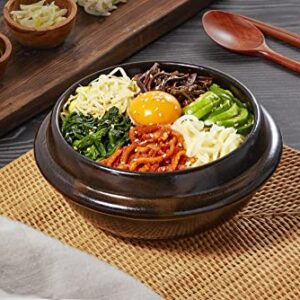 Ttukbaegi Pot With Lid 뚝배기 Korean Pot Ramen Pot Stone Clay Pots For Cooking Korean Pot Ceramic Cooking Pot Korean Stone Pot Korean Bowl Onggi Kimchi Pot (Large 30oz) Ttukbaegi Pot With Lid 뚝배기 Claypot