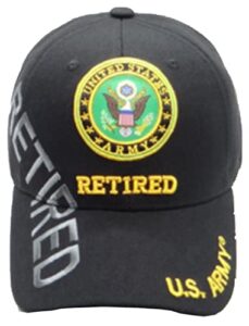 first military choice army emblem retired shadow on side baseball cap, black