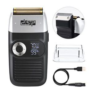 dsp® electric razor for men bald shavers for men 2 in 1 double shaver for men with 2 foil head rechargeable barber shaver with precision trimmer 3-speed shaver with led digital display (black)