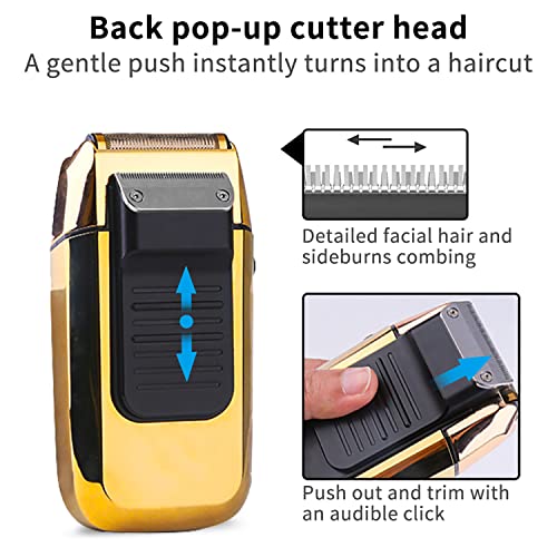 DSP® Bald Shaver for Men Shavers for Men 2 in1 Barber Shaver with Precision Trimmer 3-Speed Electric Razor with LED Digital Display Stainless Steel (Gold)