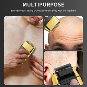 DSP® Bald Shaver for Men Shavers for Men 2 in1 Barber Shaver with Precision Trimmer 3-Speed Electric Razor with LED Digital Display Stainless Steel (Gold)