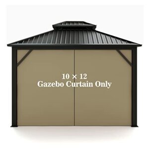 gazebo universal replacement privacy curtain – hugline 10' x 12' gazebo side wall outdoor privacy panel with zipper (khaki)