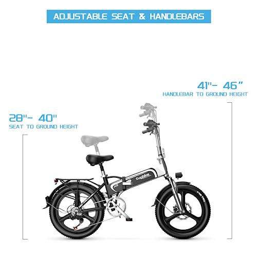 Electric Bike for Adults, 20" x2.4" Fat Tire Foldable Ebike 48V 500W Motor,48V10.4Ah Samsung Waterproof Battery Folding All-Terrain Electric Bicycle 7 Speed Gears