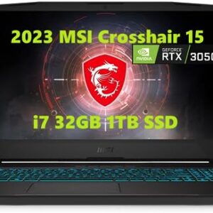 MSI Crosshair 15 15.6" 144Hz (32GB RAM,1TB PCIe SSD, Intel 8-Core i7-11800H (Beat Ryzen 7 5800H), RTX 3050), FHD 1080P Gaming Laptop, Webcam, RGB Backlit, Windows 1