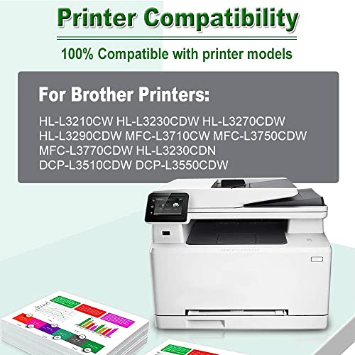 Kolasels (with Chip) 8-Pack (2BK+2C+2Y+2M) Compatible TN-227 TN227 (TN-227BK+TN-227C+TN-227Y+TN-227M) Toner Cartridge (High Yield) to Used for HL-L3210CW HL-L3230CDW Printer