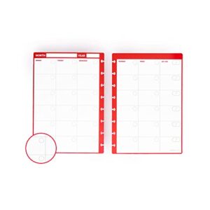 modubooq - 32 red monthly reusable discbound duratech3 pages - inserts with month planners for smart notebook - a5