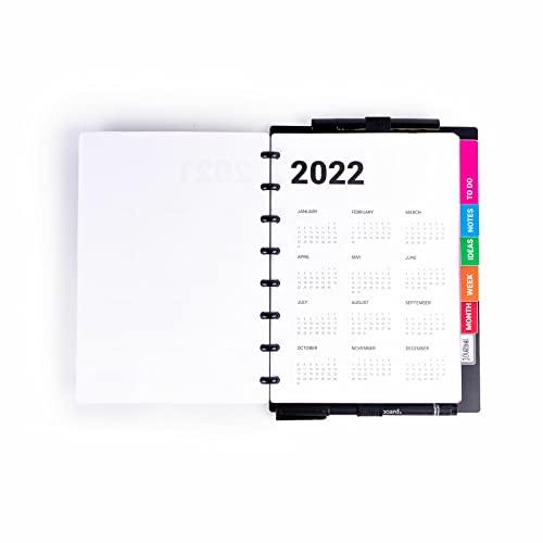 Modubooq - 32 red monthly reusable discbound duratech3 pages - inserts with month planners for smart notebook - A5