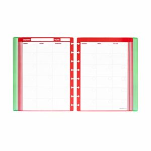 Modubooq - 32 red monthly reusable discbound duratech3 pages - inserts with month planners for smart notebook - A5