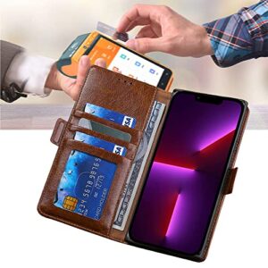 Fansipro Wallet Folio Case for Oppo Reno 6 PRO 5G Snapdragon Edition, Premium PU Leather Slim Fit Cover, 3 Card Slots, 1 Transparent Photo Frame Slot, Anti-Dirt, Brown