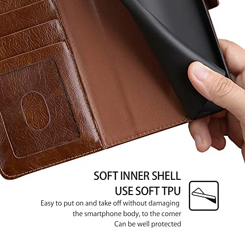 Fansipro Wallet Folio Case for Oppo Reno 6 PRO 5G Snapdragon Edition, Premium PU Leather Slim Fit Cover, 3 Card Slots, 1 Transparent Photo Frame Slot, Anti-Dirt, Brown