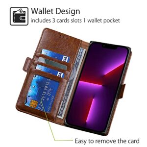 Fansipro Wallet Folio Case for Oppo Reno 6 PRO 5G Snapdragon Edition, Premium PU Leather Slim Fit Cover, 3 Card Slots, 1 Transparent Photo Frame Slot, Anti-Dirt, Brown