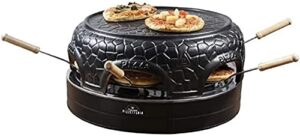 bestron pizza oven for 4 people, pizza maker for small pizzas (Ø 10 cm), with ceramic dome, approx. 10 minutes baking time, 860 watt, colour: black