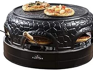 Bestron pizza oven for 4 people, pizza maker for small pizzas (Ø 10 cm), with ceramic dome, approx. 10 minutes baking time, 860 Watt, colour: black