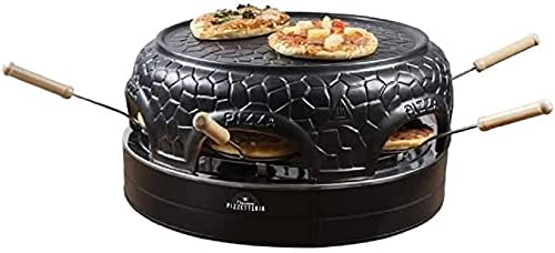 Bestron pizza oven for 4 people, pizza maker for small pizzas (Ø 10 cm), with ceramic dome, approx. 10 minutes baking time, 860 Watt, colour: black