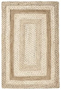 safavieh natural fiber collection accent rug - 2'6" x 4', grey & ivory, handmade farmhouse boho coastal rustic braided jute, ideal for high traffic areas in entryway, living room, bedroom (nf884f)