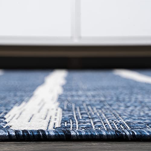 JONATHAN Y SMB125C-3 Colonia Berber Stripe Indoor Outdoor Area Rug Bohemian Contemporary Easy Cleaning Bedroom Kitchen Backyard Patio Non Shedding, 3 X 5, Blue/Ivory,JSMB125-C3