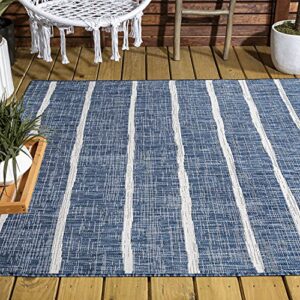 JONATHAN Y SMB125C-3 Colonia Berber Stripe Indoor Outdoor Area Rug Bohemian Contemporary Easy Cleaning Bedroom Kitchen Backyard Patio Non Shedding, 3 X 5, Blue/Ivory,JSMB125-C3