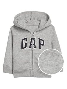 gap baby boys logo zip hoodie sweatshirt, light heather grey b08, 0-3 months us