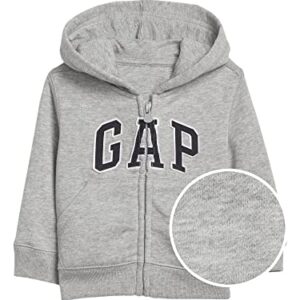 GAP baby boys Logo Zip Hoodie Sweatshirt, Light Heather Grey B08, 0-3 Months US