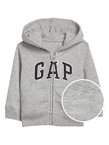 GAP baby boys Logo Zip Hoodie Sweatshirt, Light Heather Grey B08, 0-3 Months US