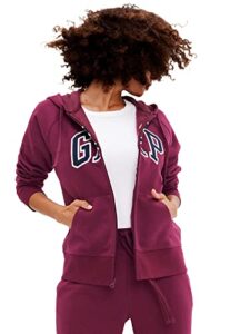 gap womens logo hoodie zip sweatshirt, ruby wine, large us