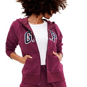 GAP womens Logo Hoodie Zip Sweatshirt, Ruby Wine, Large US