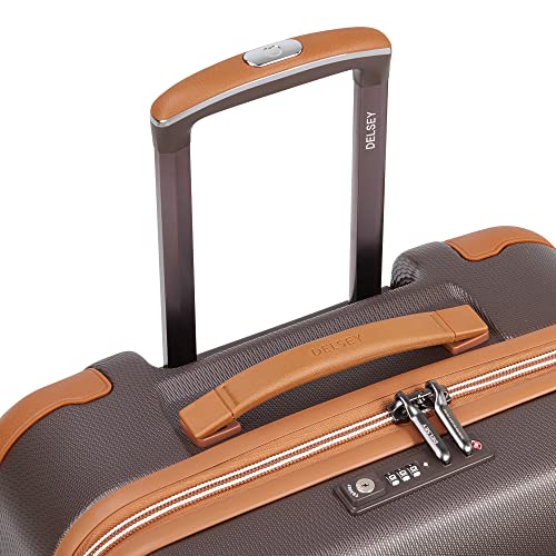 DELSEY Paris Chatelet Hardside 2.0 Luggage with Spinner Wheels, Chocolate Brown, Checked-Medium 24 Inch