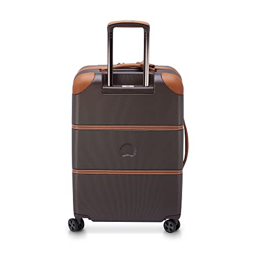 DELSEY Paris Chatelet Hardside 2.0 Luggage with Spinner Wheels, Chocolate Brown, Checked-Medium 24 Inch