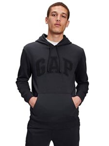 gap mens logo fleece hoodie sweatshirt, moonless night, x-small us
