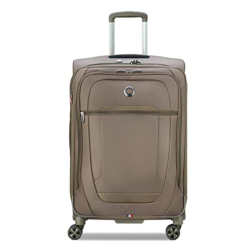 DELSEY Paris Helium DLX Softside Expandable Luggage with Spinner Wheels, Mocha, Checked-Medium 25 Inch