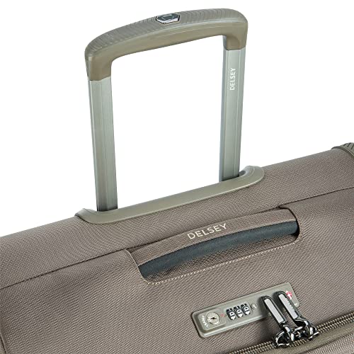 DELSEY Paris Helium DLX Softside Expandable Luggage with Spinner Wheels, Mocha, Checked-Medium 25 Inch