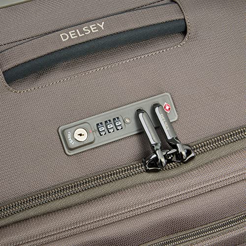 DELSEY Paris Helium DLX Softside Expandable Luggage with Spinner Wheels, Mocha, Checked-Medium 25 Inch