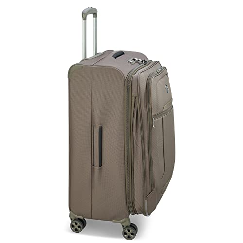 DELSEY Paris Helium DLX Softside Expandable Luggage with Spinner Wheels, Mocha, Checked-Medium 25 Inch