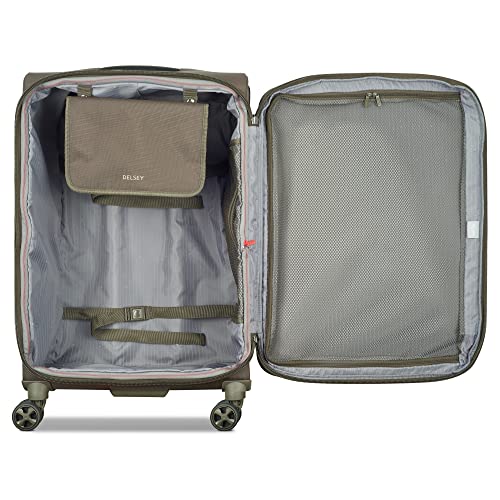 DELSEY Paris Helium DLX Softside Expandable Luggage with Spinner Wheels, Mocha, Checked-Medium 25 Inch