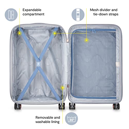 DELSEY Paris Cruise 3.0 Hardside Expandable Luggage with Spinner Wheels, Blue, Checked-Medium 24 Inch