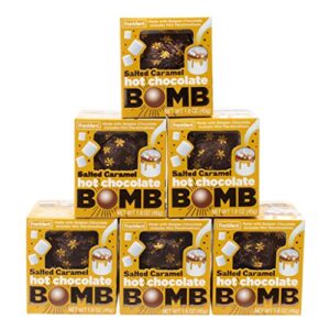 frankford salted caramel hot chocolate bomb, pack of 6, individually wrapped, melting milk chocolate ball with mini marshmallows inside, 1.6 ounce, easter basket stuffer