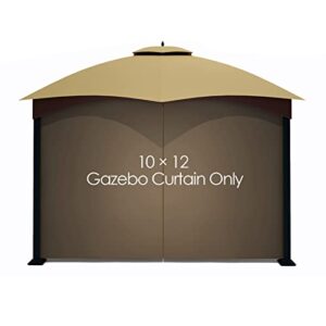 tanxianzhe gazebo replacement privacy curtain with zipper outdoor universal privacy panel sidewall for 10' x 12' gazebo (brown)