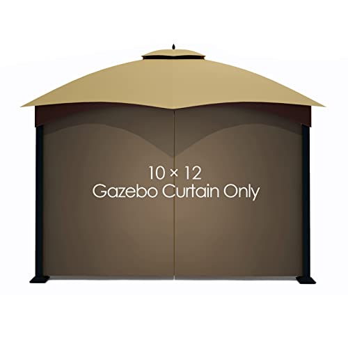 Tanxianzhe Gazebo Replacement Privacy Curtain with Zipper Outdoor Universal Privacy Panel Sidewall for 10' x 12' Gazebo (Brown)