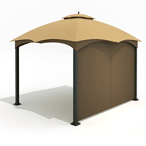 Tanxianzhe Gazebo Replacement Privacy Curtain with Zipper Outdoor Universal Privacy Panel Sidewall for 10' x 12' Gazebo (Brown)