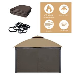 Tanxianzhe Gazebo Replacement Privacy Curtain with Zipper Outdoor Universal Privacy Panel Sidewall for 10' x 12' Gazebo (Brown)