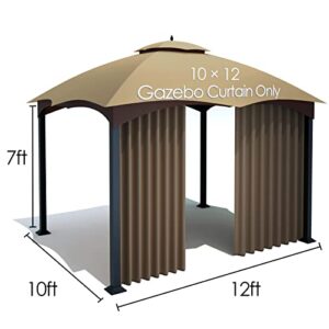 Tanxianzhe Gazebo Replacement Privacy Curtain with Zipper Outdoor Universal Privacy Panel Sidewall for 10' x 12' Gazebo (Brown)