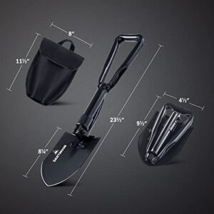 24" Larger Folding Shovel, High Carbon Steel Collapsible Shovel for Camping, Hiking, Digging, Backpacking, Sawing, Car Emergency, Portable Lightweight Survival Snow Shovel, Entrenching Tool