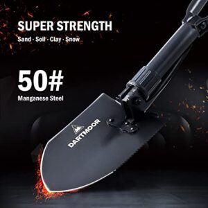 24" Larger Folding Shovel, High Carbon Steel Collapsible Shovel for Camping, Hiking, Digging, Backpacking, Sawing, Car Emergency, Portable Lightweight Survival Snow Shovel, Entrenching Tool