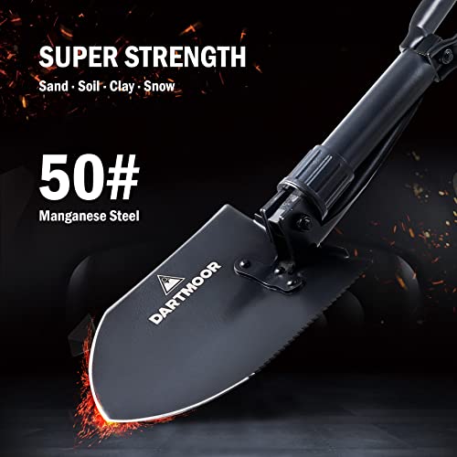 24" Larger Folding Shovel, High Carbon Steel Collapsible Shovel for Camping, Hiking, Digging, Backpacking, Sawing, Car Emergency, Portable Lightweight Survival Snow Shovel, Entrenching Tool