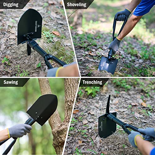 24" Larger Folding Shovel, High Carbon Steel Collapsible Shovel for Camping, Hiking, Digging, Backpacking, Sawing, Car Emergency, Portable Lightweight Survival Snow Shovel, Entrenching Tool