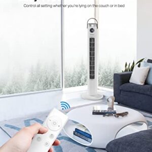 Tower Fan with Remote, 46 Inch Oscillating Fan with 24-Hour Timer, Quiet Floor Fan with 3 Modes & 3 Speeds Settings, Sleep Light Off, Bladeless Cooling Standing Fan Ideal for Home Bedroom Office