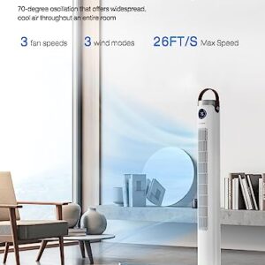 Tower Fan with Remote, 46 Inch Oscillating Fan with 24-Hour Timer, Quiet Floor Fan with 3 Modes & 3 Speeds Settings, Sleep Light Off, Bladeless Cooling Standing Fan Ideal for Home Bedroom Office