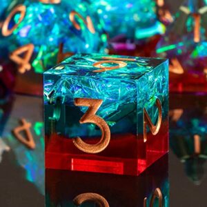 kerwellsi resin dnd dice set d&d, dungeons and dragons dice with box, 7 piece polyhedral role playing dice, sharp edge rpg d and d dice d20 d12 d10 d8 d6 d4